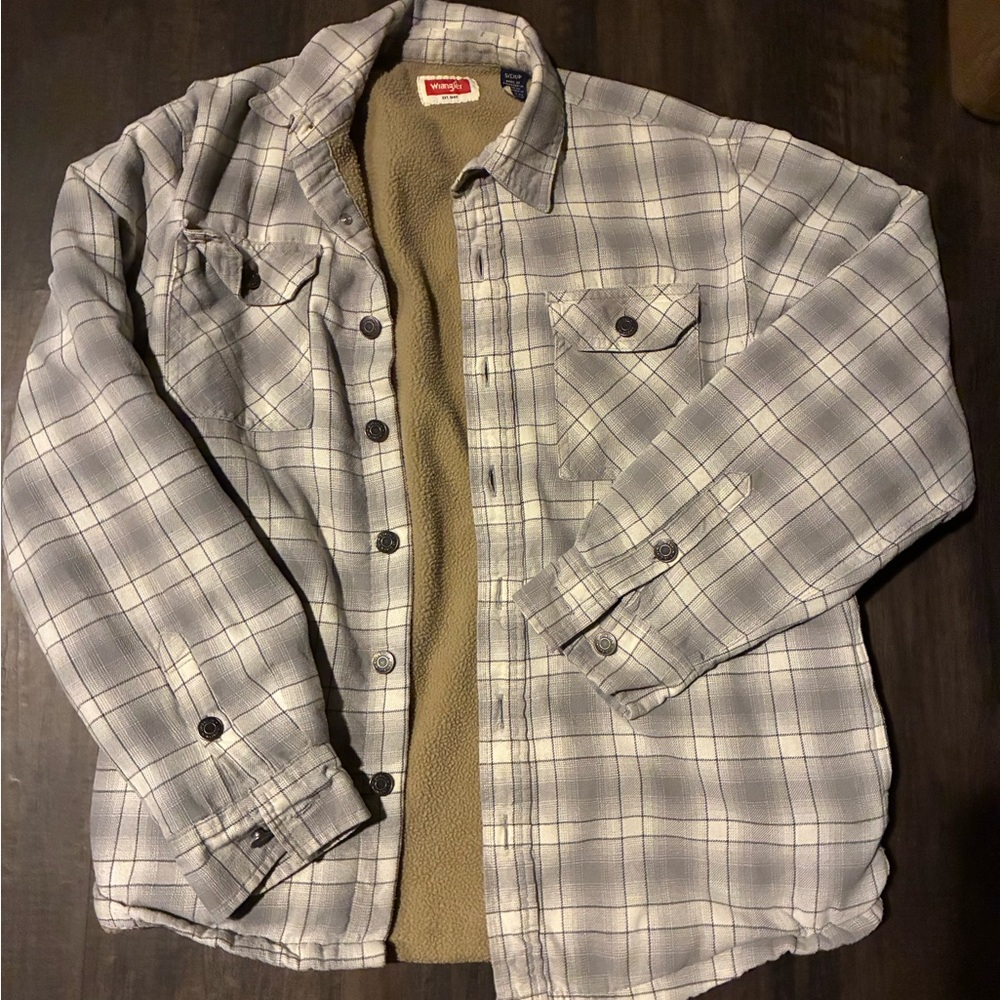 Wrangler Fleece Lined Plaid Flannel Shirt Jacket Shacket Small